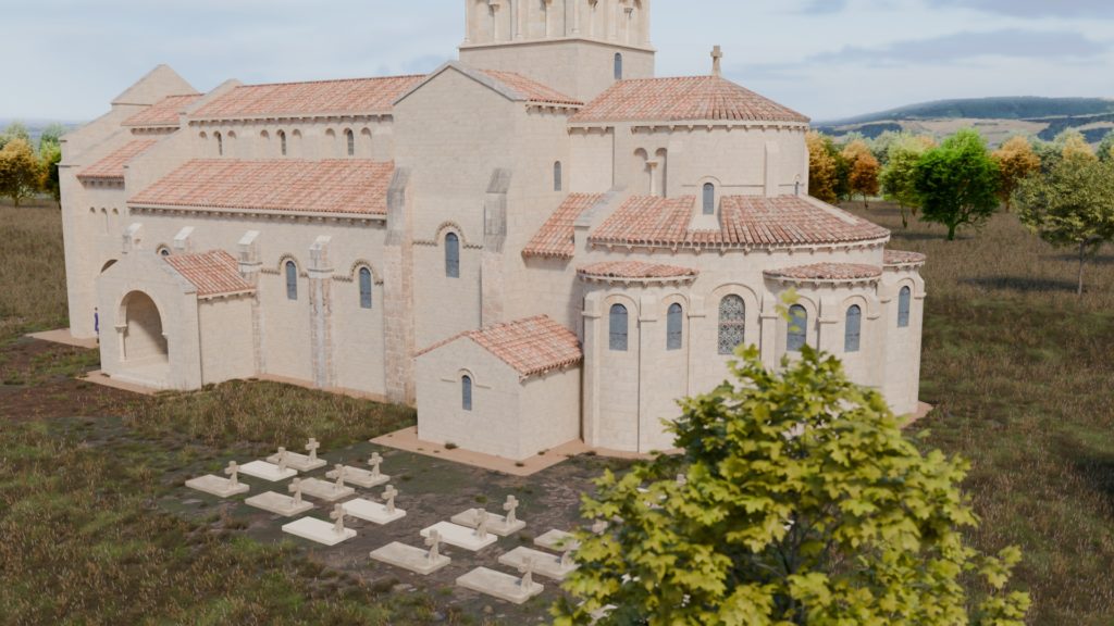 Eglise de Châtel-Montagne au 17e siècle. Restitution historique.