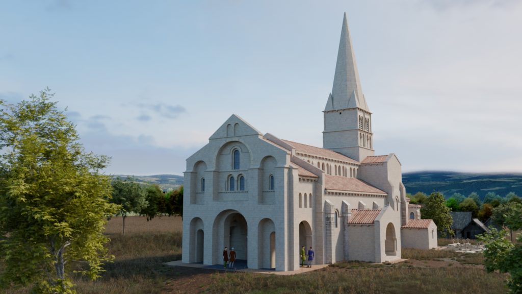 Eglise de Châtel-Montagne au 17e siècle. Restitution historique.